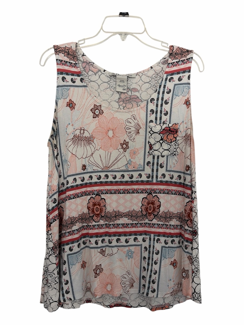 American Rag Floral Patchwork Tank Top - Pink, White & Blue